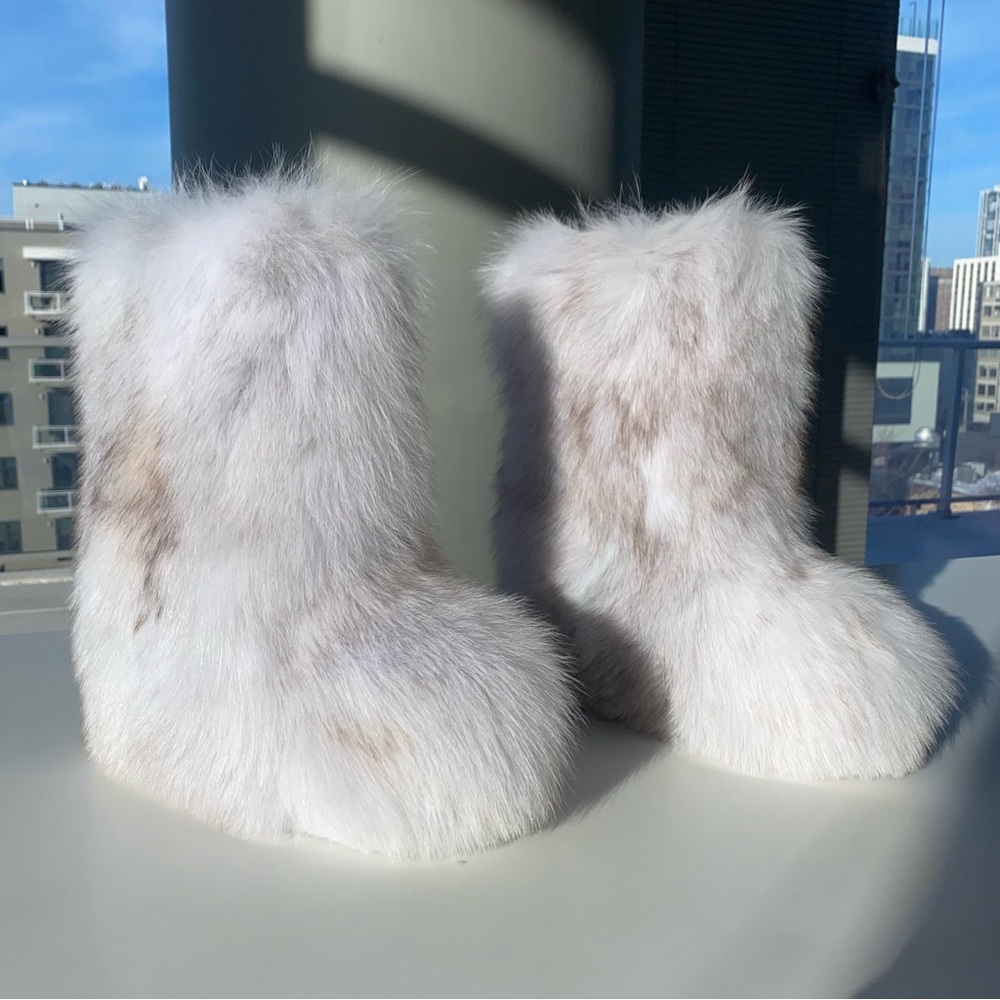 White furry snow boots